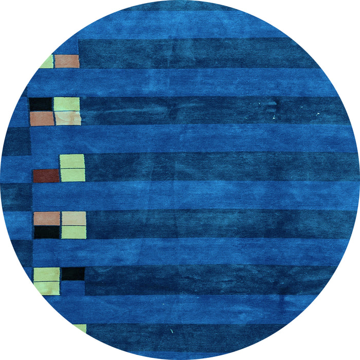 Round Abstract Light Blue Modern Rug, abs3004lblu