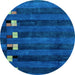 Round Abstract Light Blue Modern Rug, abs3004lblu