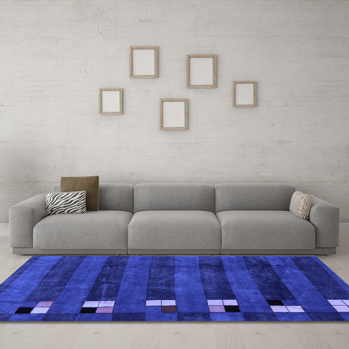 Machine Washable Abstract Blue Modern Rug in a Living Room, wshabs3004blu
