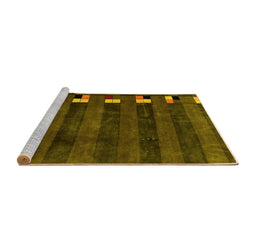 Sideview of Machine Washable Abstract Yellow Modern Rug, wshabs3004yw