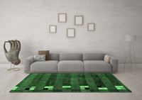 Machine Washable Abstract Emerald Green Modern Rug, wshabs3004emgrn