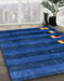 Machine Washable Abstract Blueberry Blue Rug in a Family Room, wshabs3004