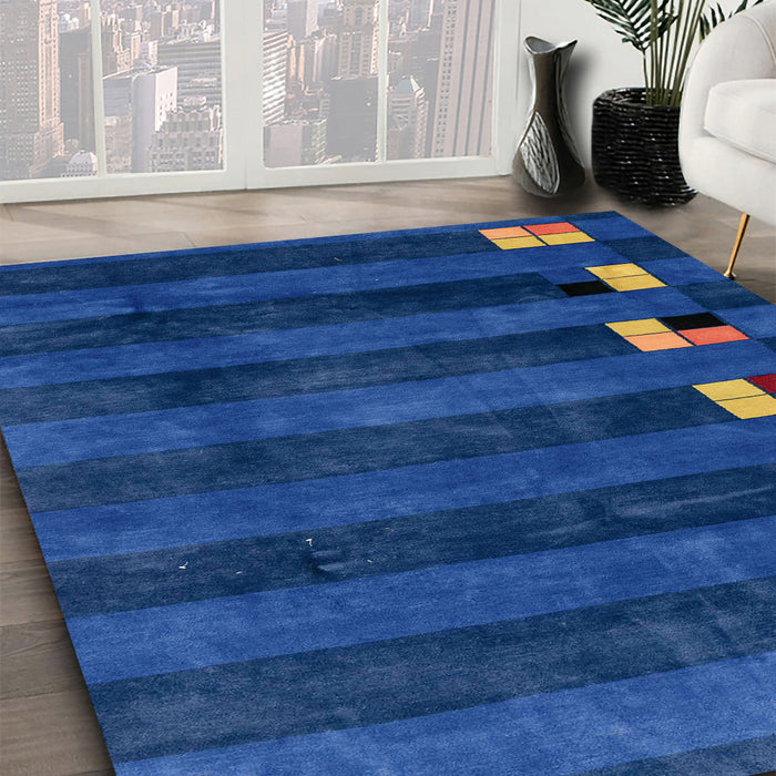 Machine Washable Abstract Blueberry Blue Rug in a Family Room, wshabs3004