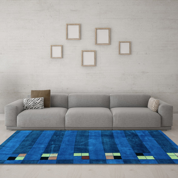 Machine Washable Abstract Light Blue Modern Rug in a Living Room, wshabs3004lblu