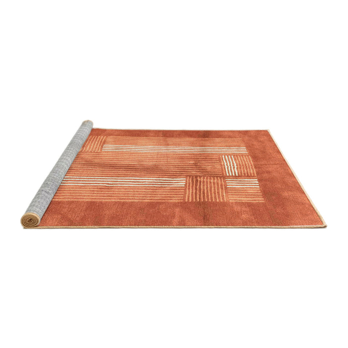 Sideview of Machine Washable Abstract Orange Red Rug, wshabs3005