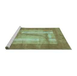 Sideview of Machine Washable Abstract Turquoise Modern Area Rugs, wshabs3005turq