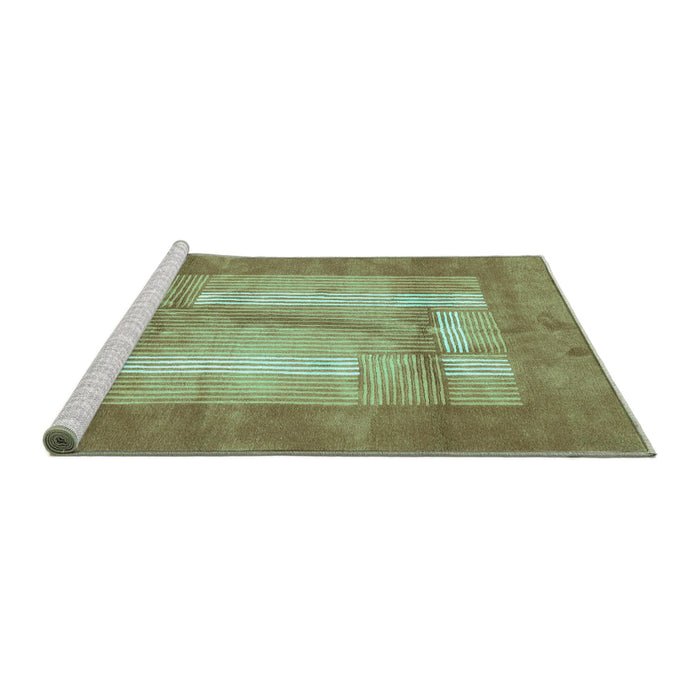 Sideview of Machine Washable Abstract Turquoise Modern Area Rugs, wshabs3005turq