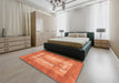 Machine Washable Abstract Orange Red Rug in a Bedroom, wshabs3005