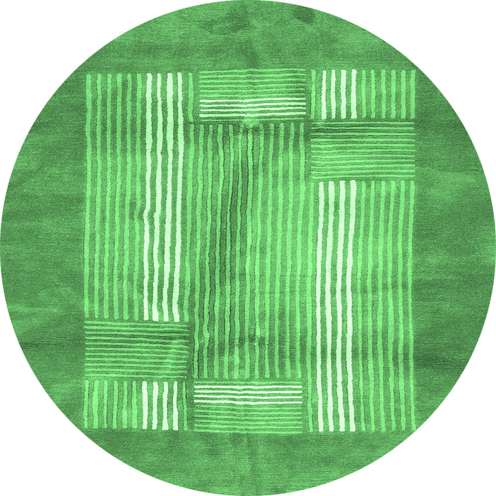 Round Abstract Emerald Green Modern Rug, abs3005emgrn