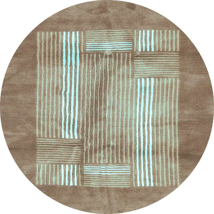 Round Machine Washable Abstract Light Blue Modern Rug, wshabs3005lblu