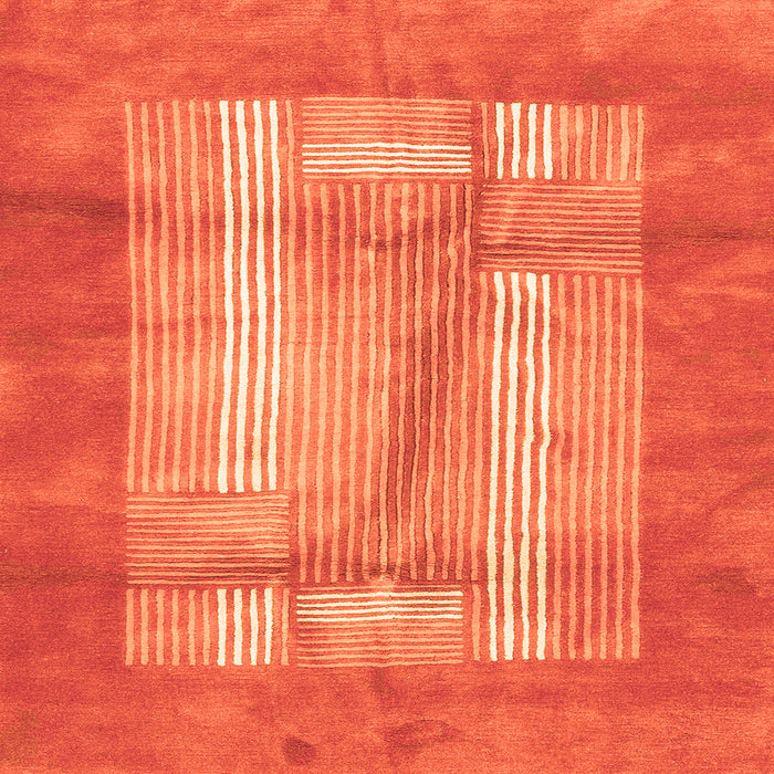 Square Machine Washable Abstract Orange Modern Area Rugs, wshabs3005org