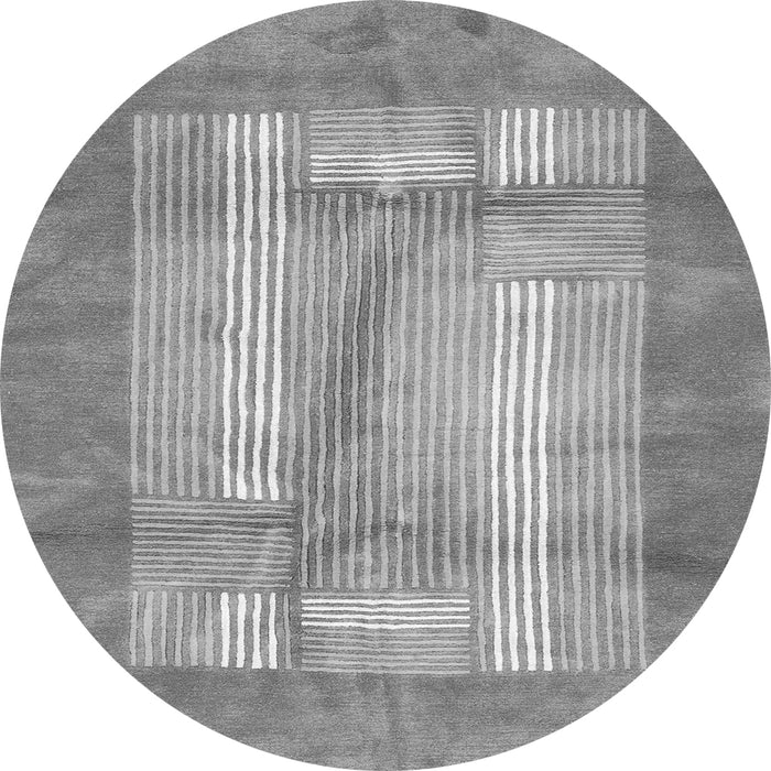 Round Machine Washable Abstract Gray Modern Rug, wshabs3005gry