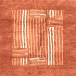 Square Machine Washable Abstract Orange Red Rug, wshabs3005