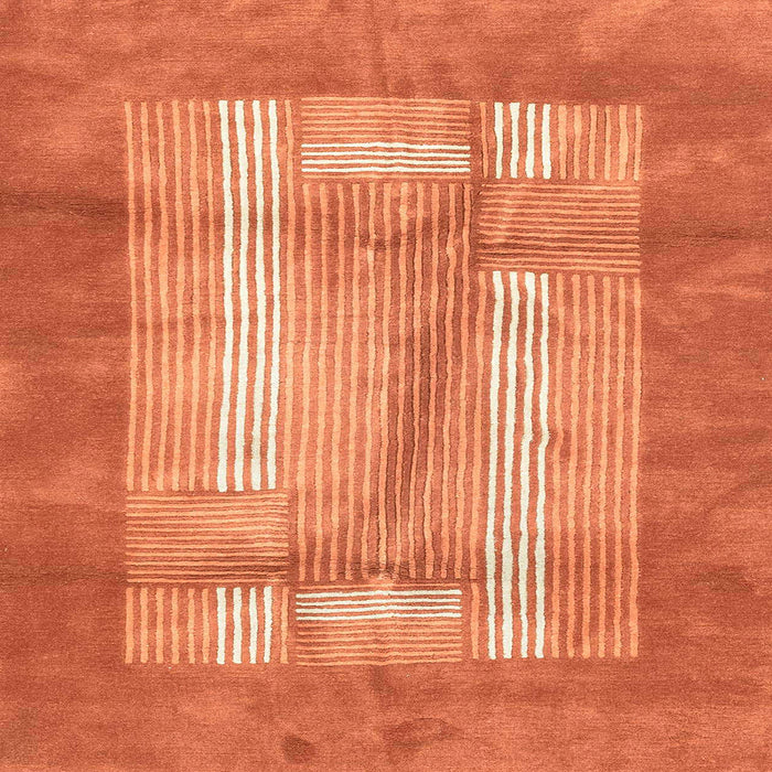 Square Machine Washable Abstract Orange Red Rug, wshabs3005
