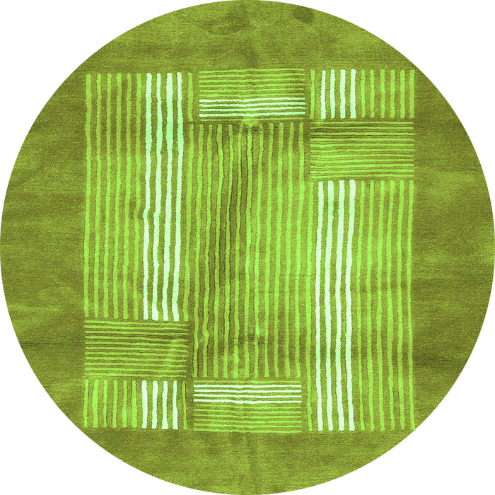 Round Abstract Green Modern Rug, abs3005grn