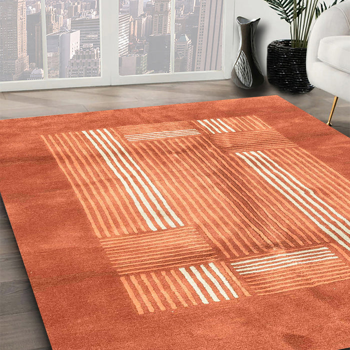 Abstract Orange Red Modern Rug in Family Room, abs3005