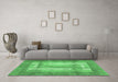 Machine Washable Abstract Emerald Green Modern Area Rugs in a Living Room,, wshabs3005emgrn