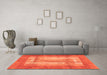 Machine Washable Abstract Orange Modern Area Rugs in a Living Room, wshabs3005org