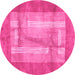 Round Abstract Pink Modern Rug, abs3005pnk