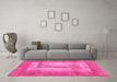 Machine Washable Abstract Pink Modern Rug in a Living Room, wshabs3005pnk