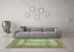 Machine Washable Abstract Turquoise Modern Area Rugs in a Living Room,, wshabs3005turq