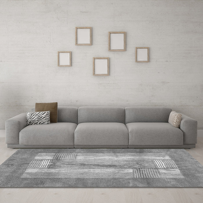 Machine Washable Abstract Gray Modern Rug in a Living Room,, wshabs3005gry
