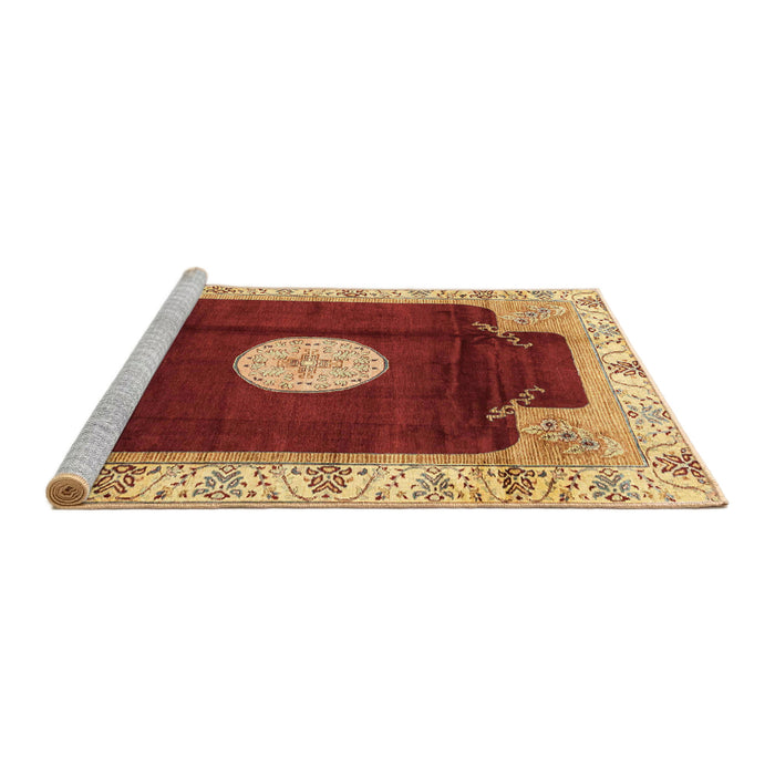 Sideview of Machine Washable Abstract Orange Rug, wshabs3006