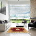 Square Abstract Orange Modern Rug in a Living Room, abs3006