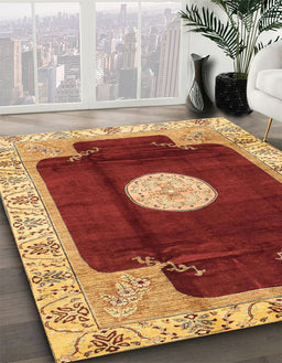 Abstract Orange Modern Rug in Family Room, abs3006