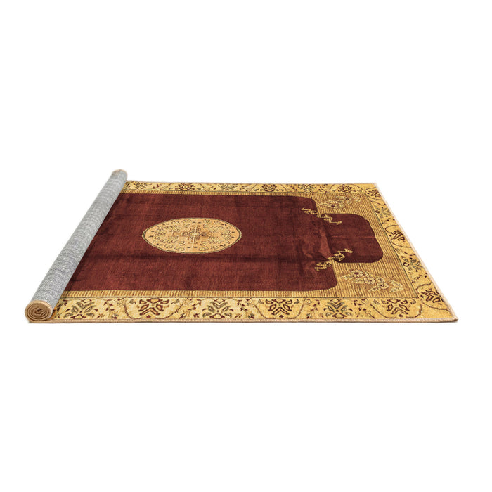 Sideview of Machine Washable Abstract Brown Modern Rug, wshabs3006brn