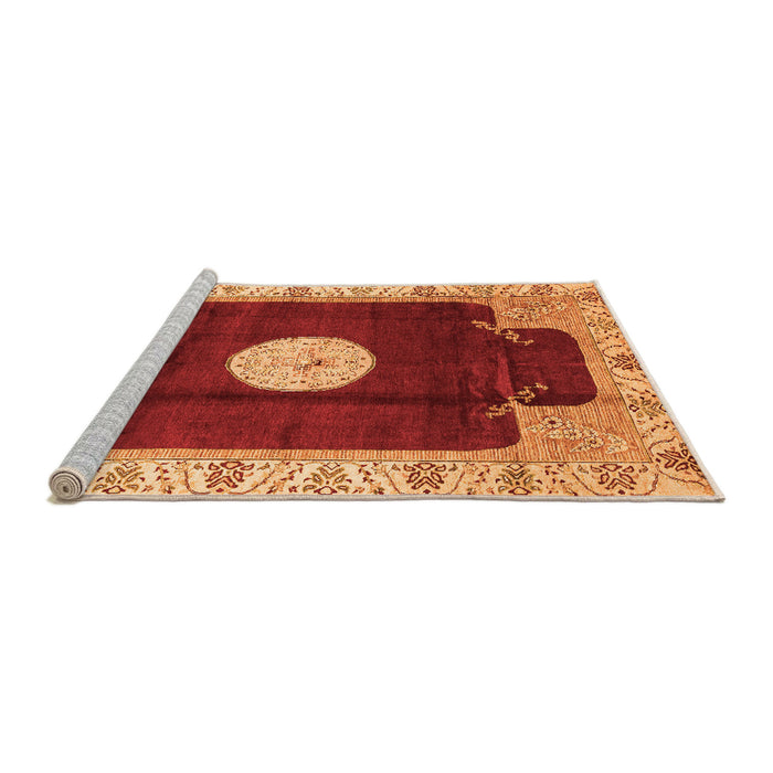 Sideview of Machine Washable Abstract Orange Modern Area Rugs, wshabs3006org