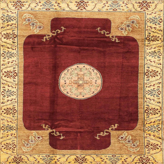 Square Machine Washable Abstract Orange Rug, wshabs3006