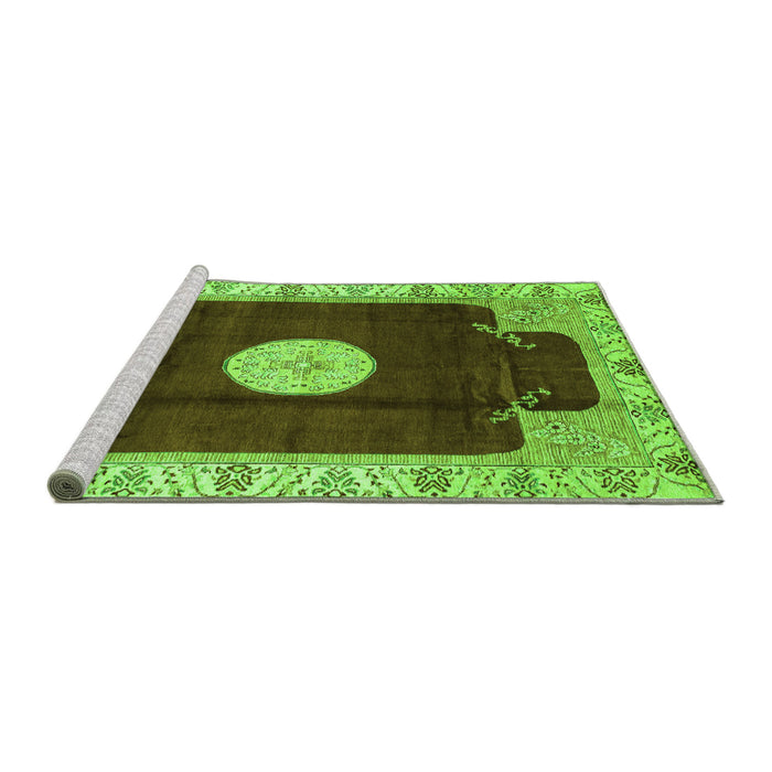 Sideview of Machine Washable Abstract Green Modern Area Rugs, wshabs3006grn