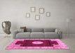 Machine Washable Abstract Pink Modern Rug in a Living Room, wshabs3006pnk