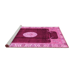 Sideview of Machine Washable Abstract Pink Modern Rug, wshabs3006pnk