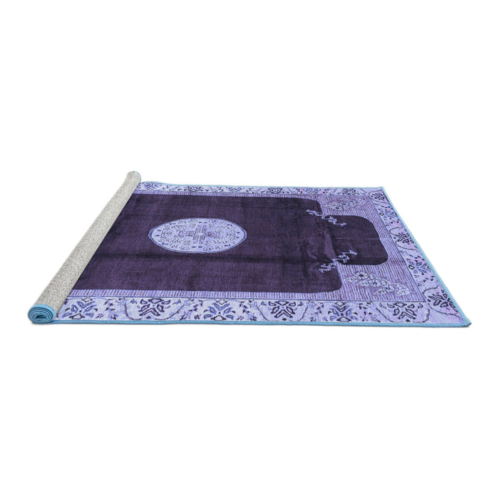 Sideview of Machine Washable Abstract Blue Modern Rug, wshabs3006blu