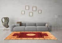 Machine Washable Abstract Orange Modern Rug, wshabs3006org