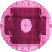 Round Abstract Pink Modern Rug, abs3006pnk