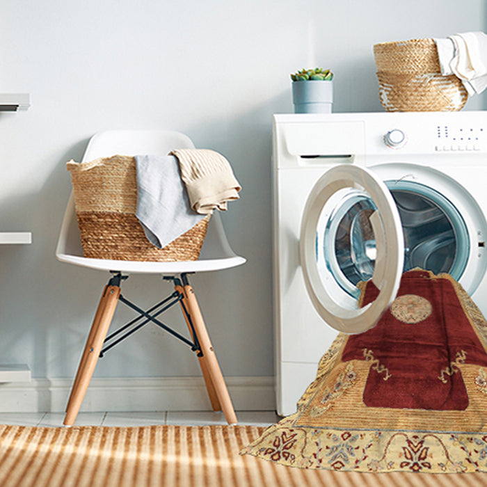 Machine Washable Abstract Orange Rug in a Washing Machine, wshabs3006