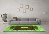 Machine Washable Abstract Green Modern Rug, wshabs3006grn