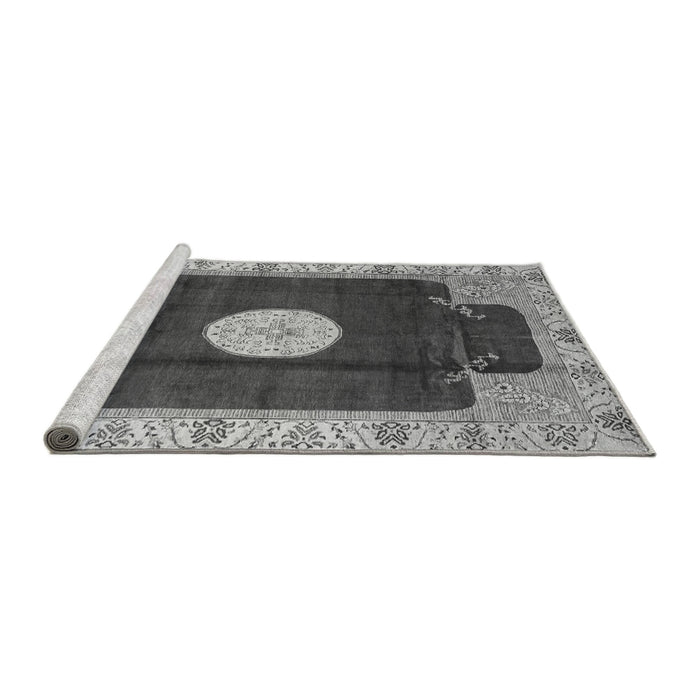 Sideview of Machine Washable Abstract Gray Modern Rug, wshabs3006gry