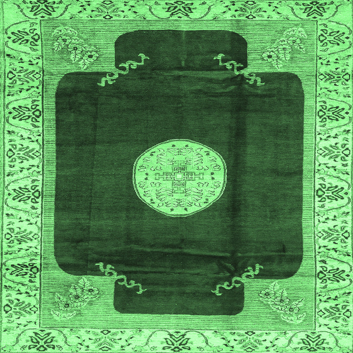 Square Machine Washable Abstract Emerald Green Modern Area Rugs, wshabs3006emgrn