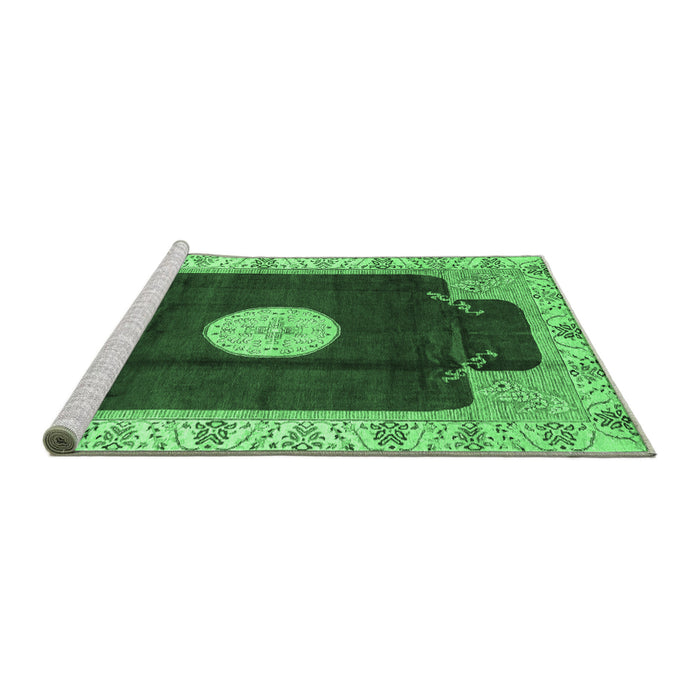 Sideview of Machine Washable Abstract Emerald Green Modern Area Rugs, wshabs3006emgrn