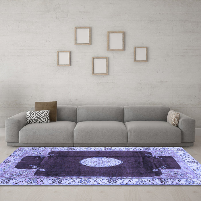 Machine Washable Abstract Blue Modern Rug in a Living Room, wshabs3006blu