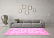 Machine Washable Oriental Pink Traditional Rug in a Living Room, wshabs3007pnk