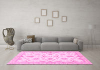 Machine Washable Oriental Pink Traditional Rug, wshabs3007pnk