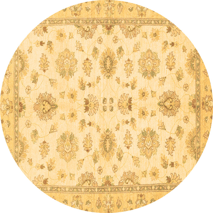 Round Oriental Brown Traditional Rug, abs3007brn
