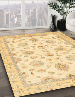 Abstract Orange Oriental Rug in Family Room, abs3007