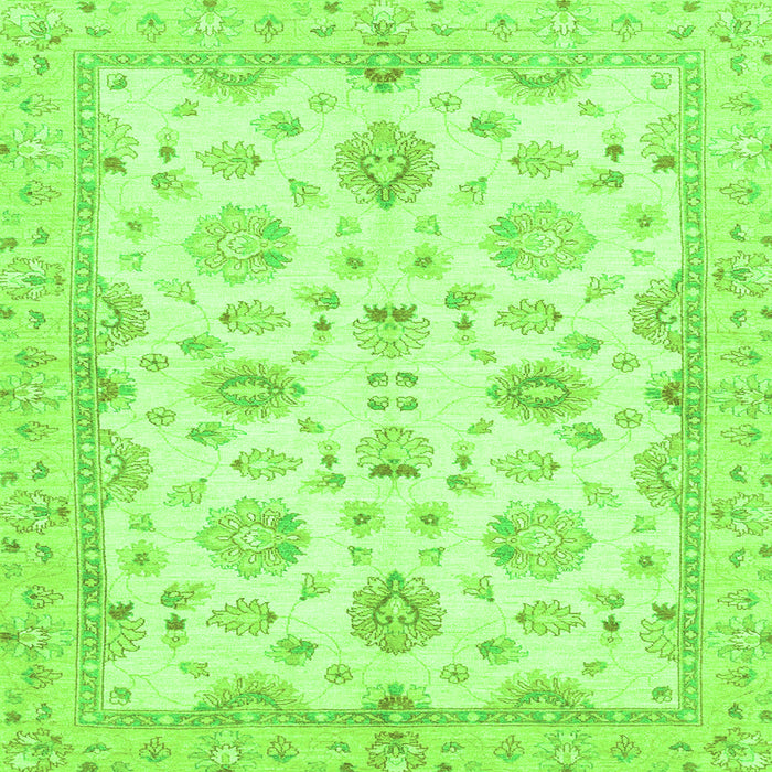 Square Machine Washable Oriental Green Traditional Area Rugs, wshabs3007grn