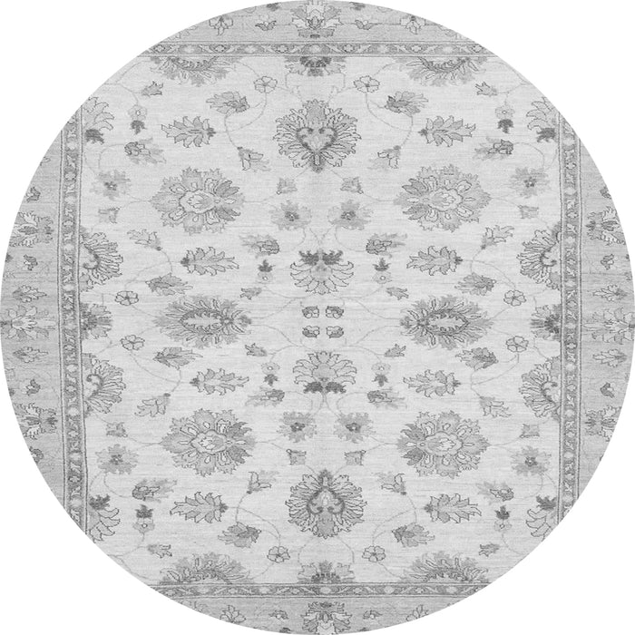 Round Machine Washable Oriental Gray Traditional Rug, wshabs3007gry